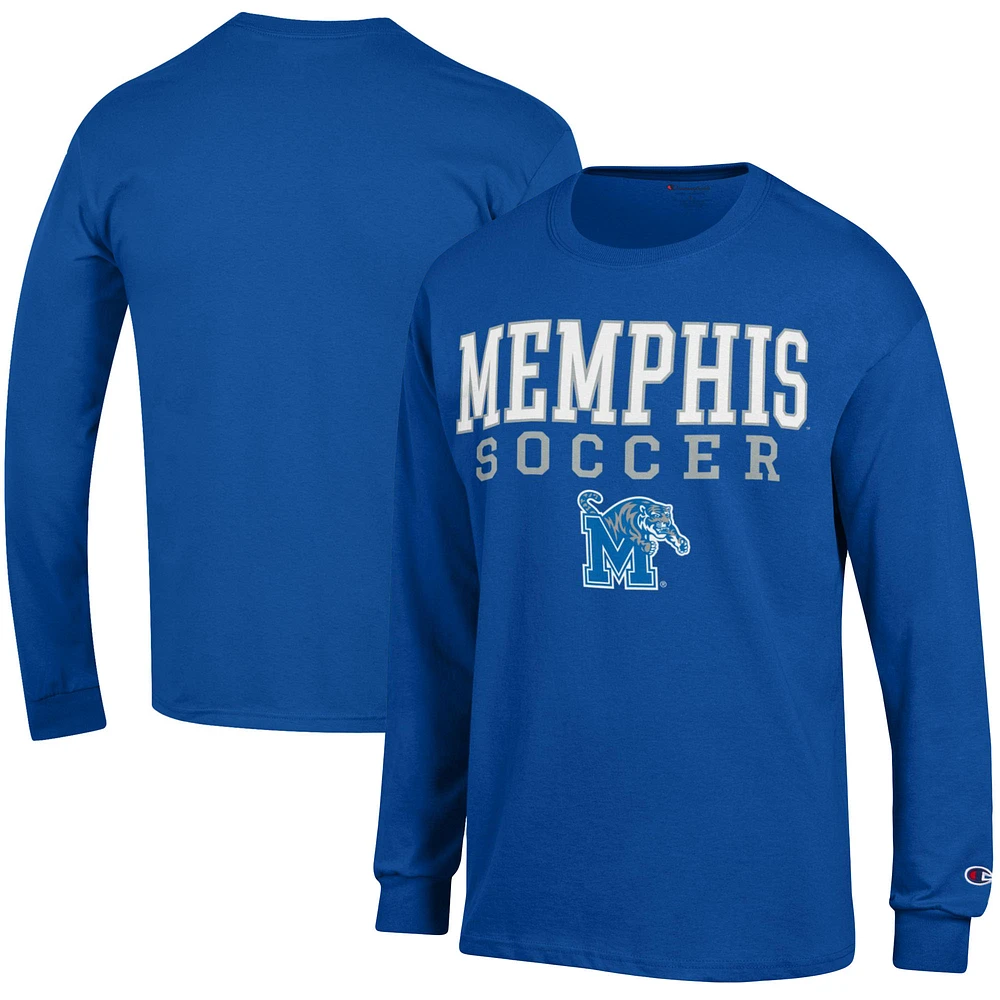 Men's Champion Royal Memphis Tigers Soccer Stacked Logo Long Sleeve T-Shirt