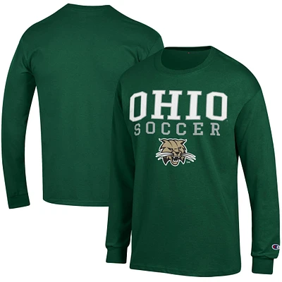 Men's Champion Green Ohio Bobcats Soccer Stacked Logo Long Sleeve T-Shirt