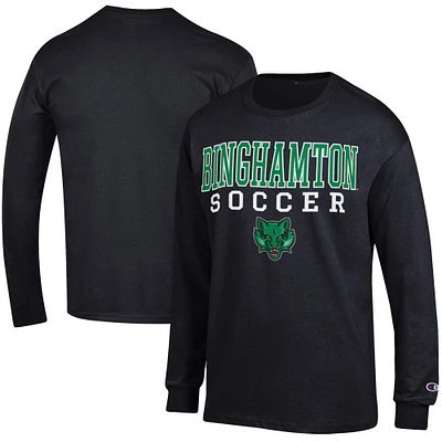 Men's Champion Black Binghamton Bearcats Soccer Stacked Logo Long Sleeve T-Shirt