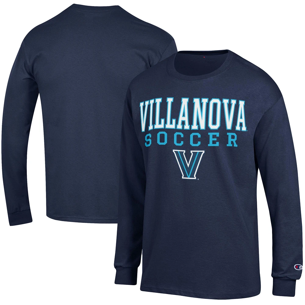 Men's Champion Navy Villanova Wildcats Soccer Stacked Logo Long Sleeve T-Shirt