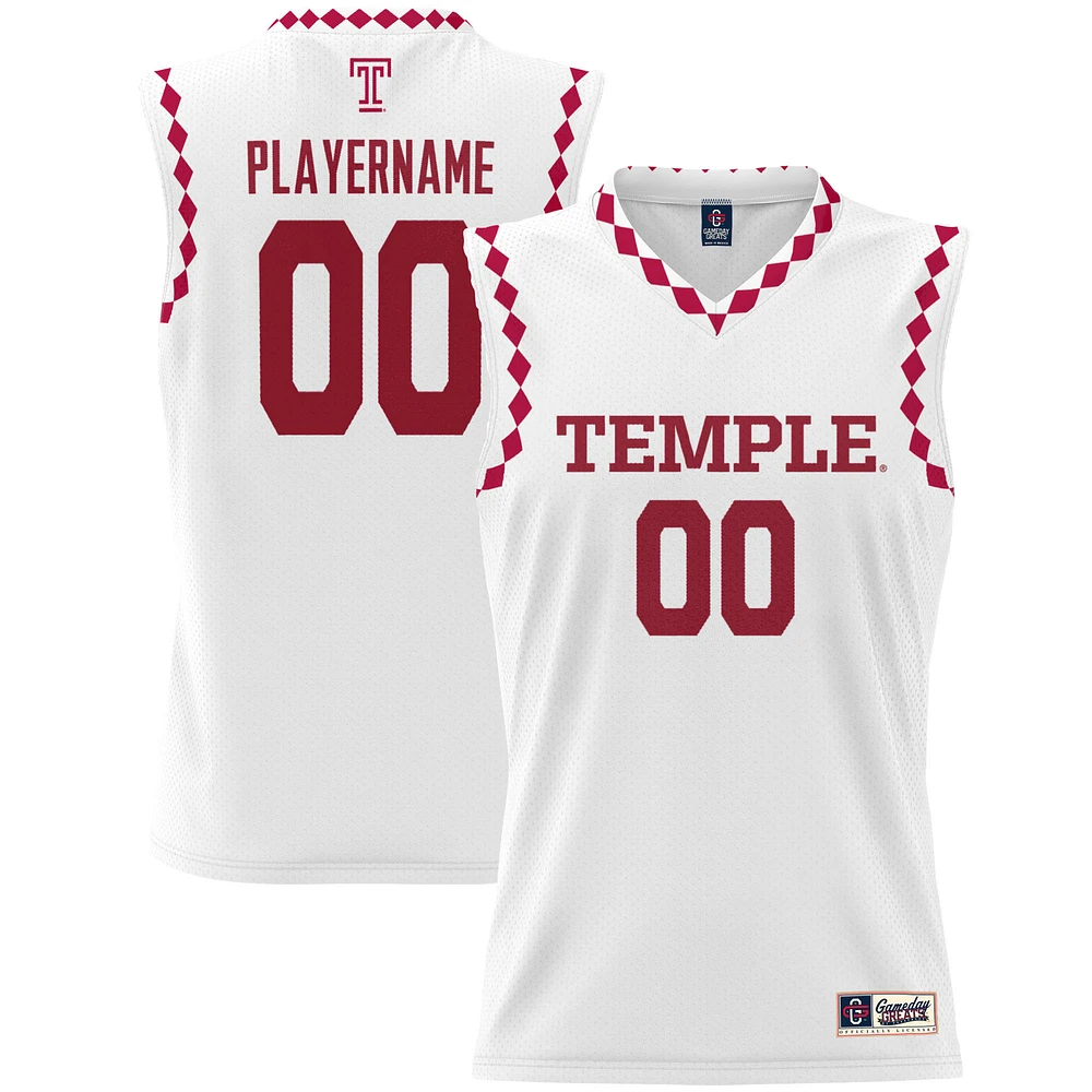 Youth GameDay Greats White Temple Owls NIL Pick-A-Player Lightweight Men's Basketball Jersey