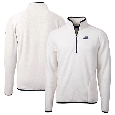 Men's Cutter & Buck Oatmeal West Michigan Whitecaps Cascade Eco Sherpa Fleece Quarter-Zip Jacket
