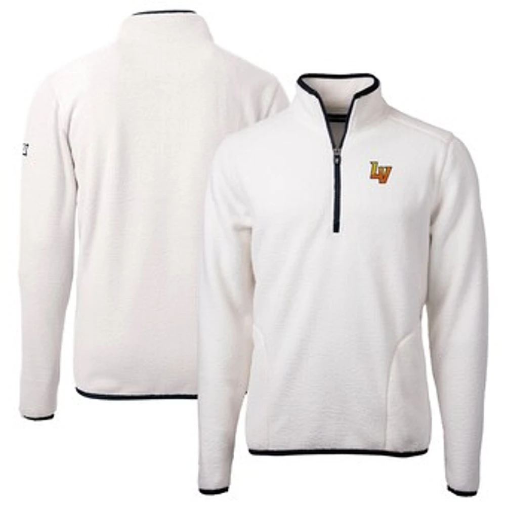 Men's Cutter & Buck Oatmeal Las Vegas Aviators Cascade Eco Sherpa Fleece Quarter-Zip Jacket