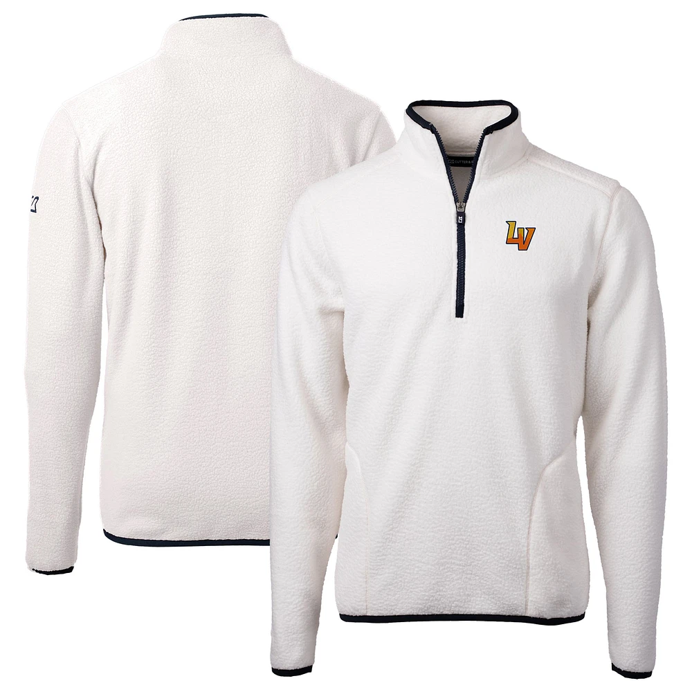 Men's Cutter & Buck Oatmeal Las Vegas Aviators Cascade Eco Sherpa Fleece Quarter-Zip Jacket