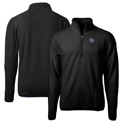 Men's Cutter & Buck Black Lehigh Valley IronPigs Cascade Eco Sherpa Fleece Quarter-Zip Jacket