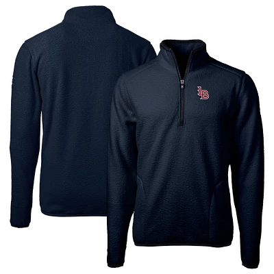 Men's Cutter & Buck Navy Louisville Bats Cascade Eco Sherpa Fleece Quarter-Zip Jacket