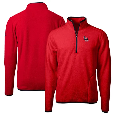 Men's Cutter & Buck Red Louisville Bats Cascade Eco Sherpa Fleece Quarter-Zip Jacket