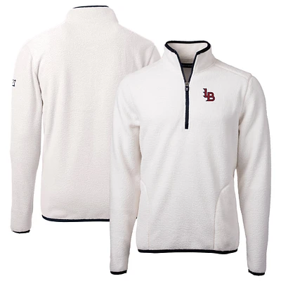 Men's Cutter & Buck Oatmeal Louisville Bats Cascade Eco Sherpa Fleece Quarter-Zip Jacket