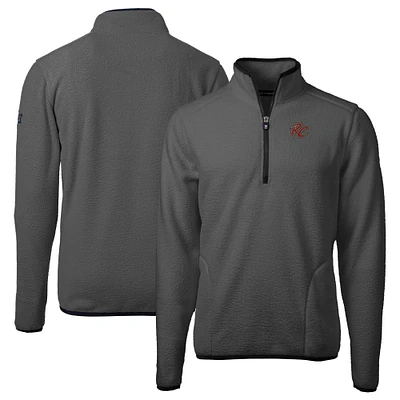 Men's Cutter & Buck Gray Sacramento River Cats Cascade Eco Sherpa Fleece Quarter-Zip Jacket