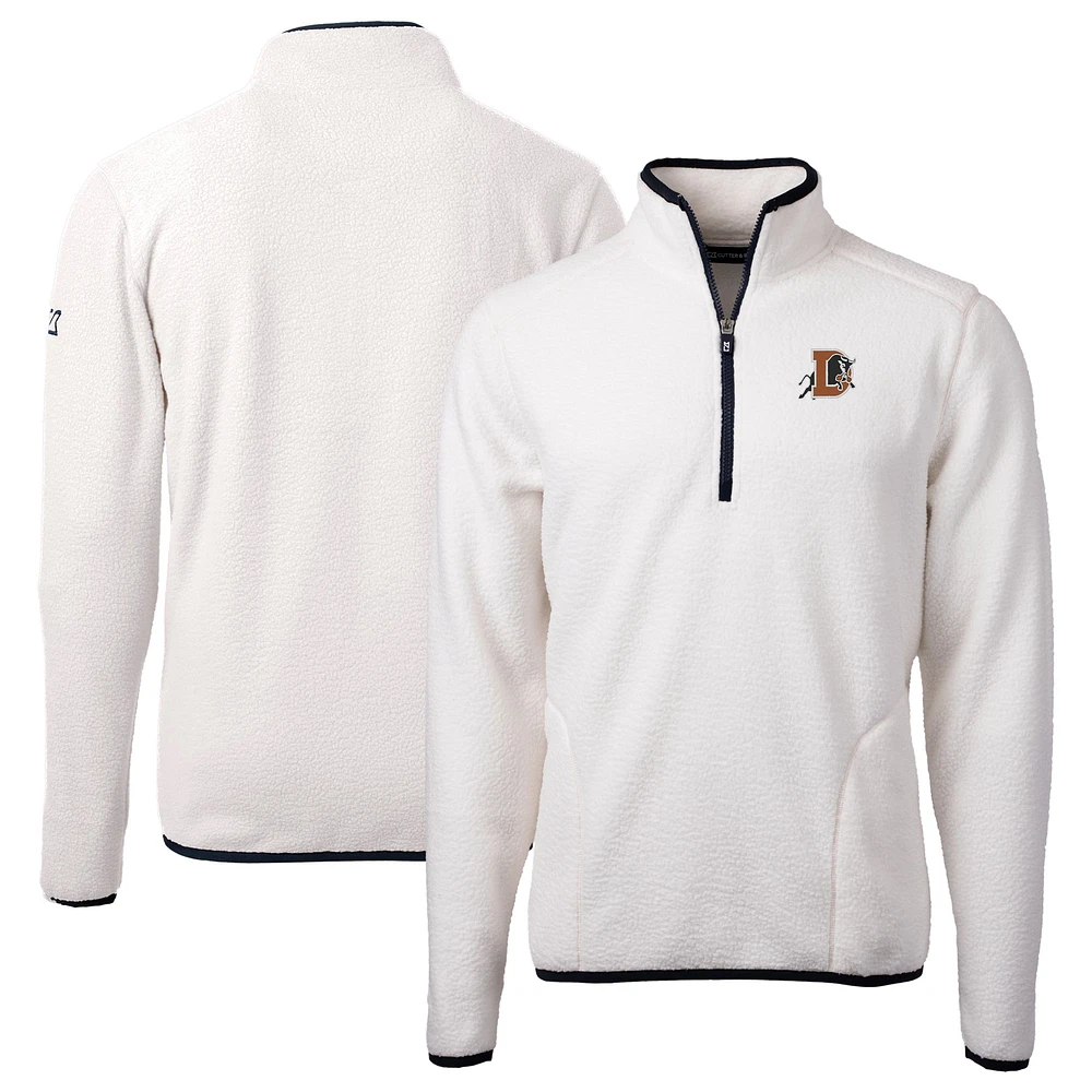 Men's Cutter & Buck Oatmeal Durham Bulls Cascade Eco Sherpa Fleece Quarter-Zip Jacket