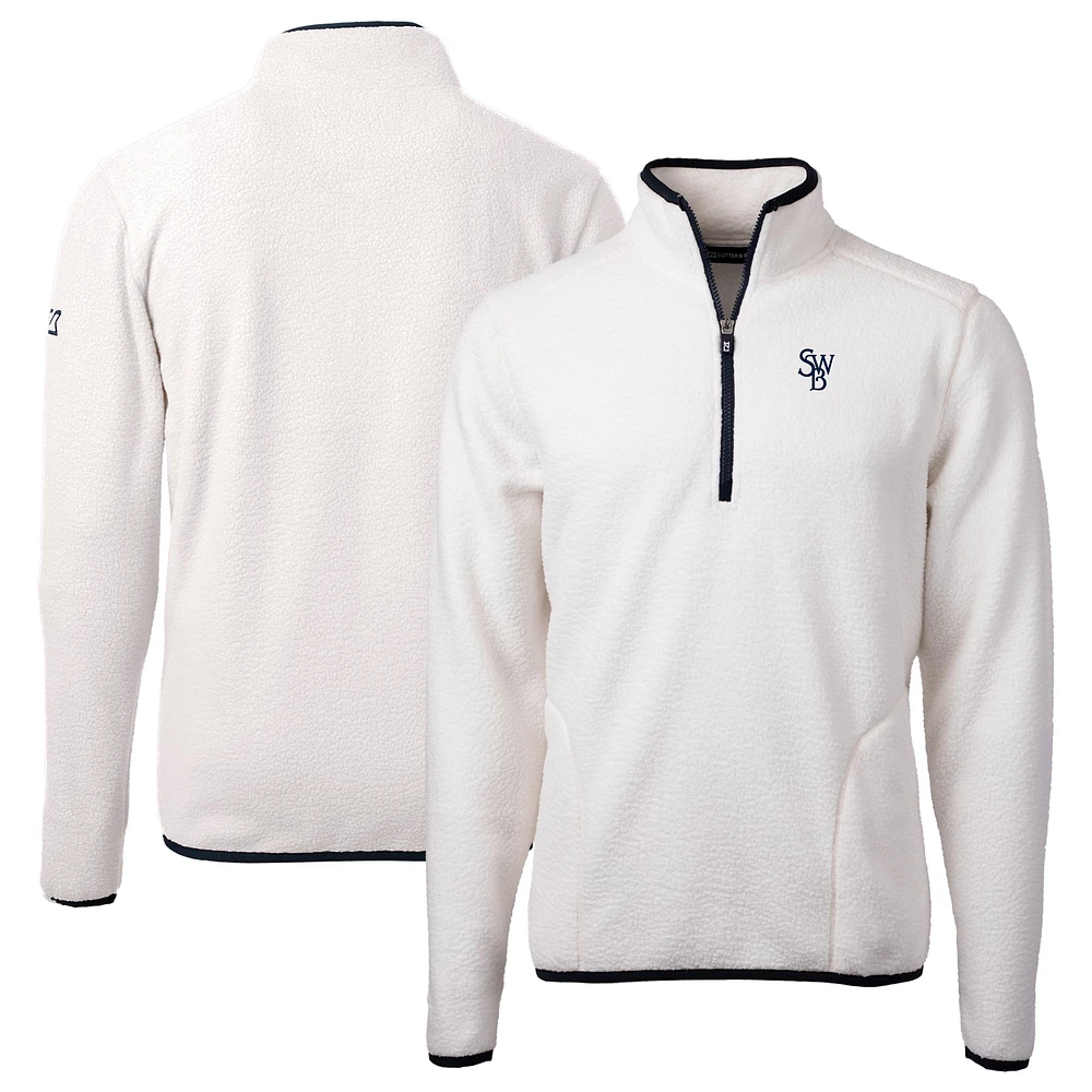Men's Cutter & Buck Oatmeal Scranton Wilkes-Barre RailRiders Cascade Eco Sherpa Fleece Quarter-Zip Jacket