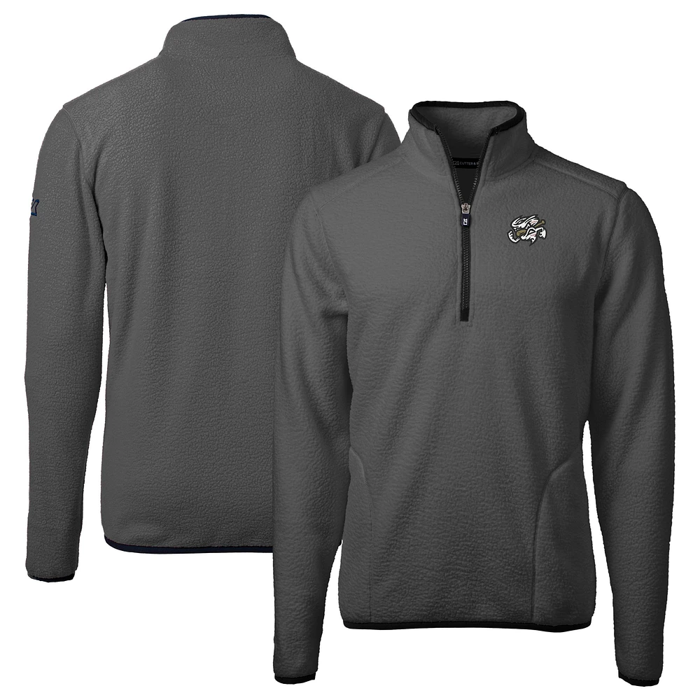 Men's Cutter & Buck Gray Omaha Storm Chasers Cascade Eco Sherpa Fleece Quarter-Zip Jacket
