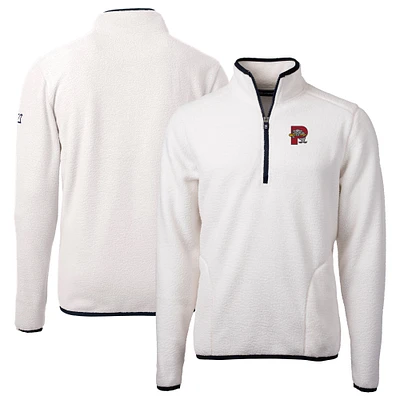 Men's Cutter & Buck  Oatmeal Portland Sea Dogs Cascade Eco Sherpa Fleece Quarter-Zip Jacket