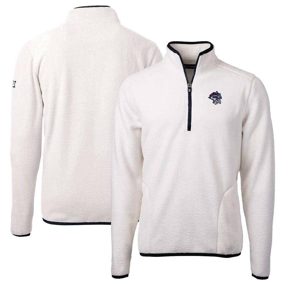 Men's Cutter & Buck Oatmeal Binghamton Rumble Ponies Cascade Eco Sherpa Fleece Quarter-Zip Jacket