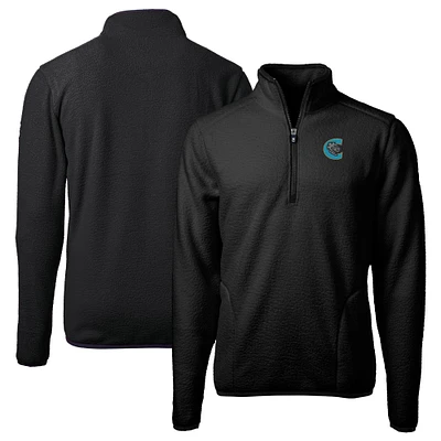 Men's Cutter & Buck Charlotte Knights Cascade Eco Sherpa Fleece Quarter-Zip Jacket