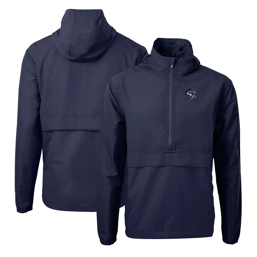 Men's Cutter & Buck Navy Binghamton Rumble Ponies Charter Eco Recycled Half-Zip Anorak Jacket