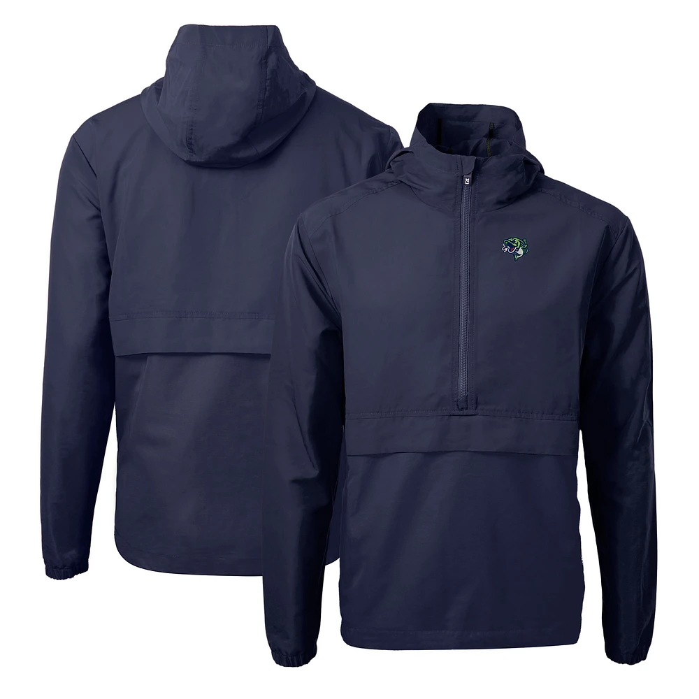 Men's Cutter & Buck Navy Gwinnett Stripers Charter Eco Recycled Half-Zip Anorak Jacket