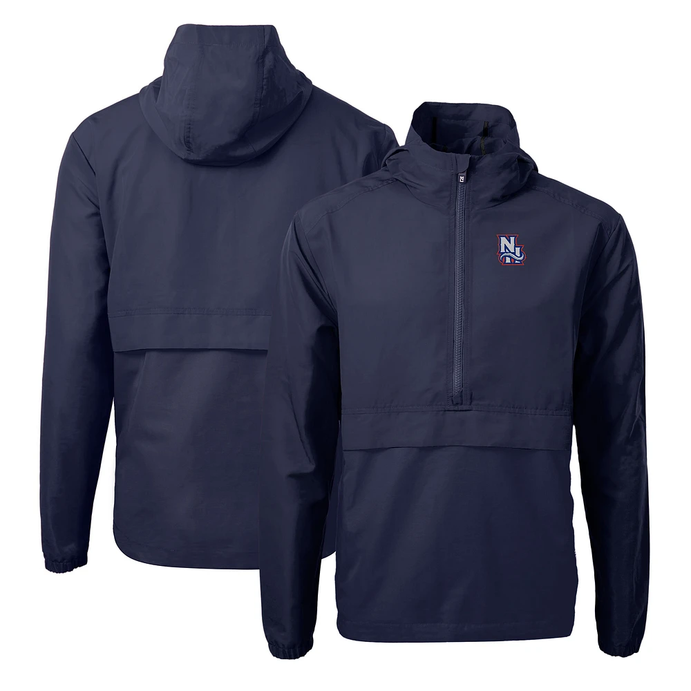 Men's Cutter & Buck Navy New Hampshire Fisher Cats Charter Eco Recycled Half-Zip Anorak Jacket
