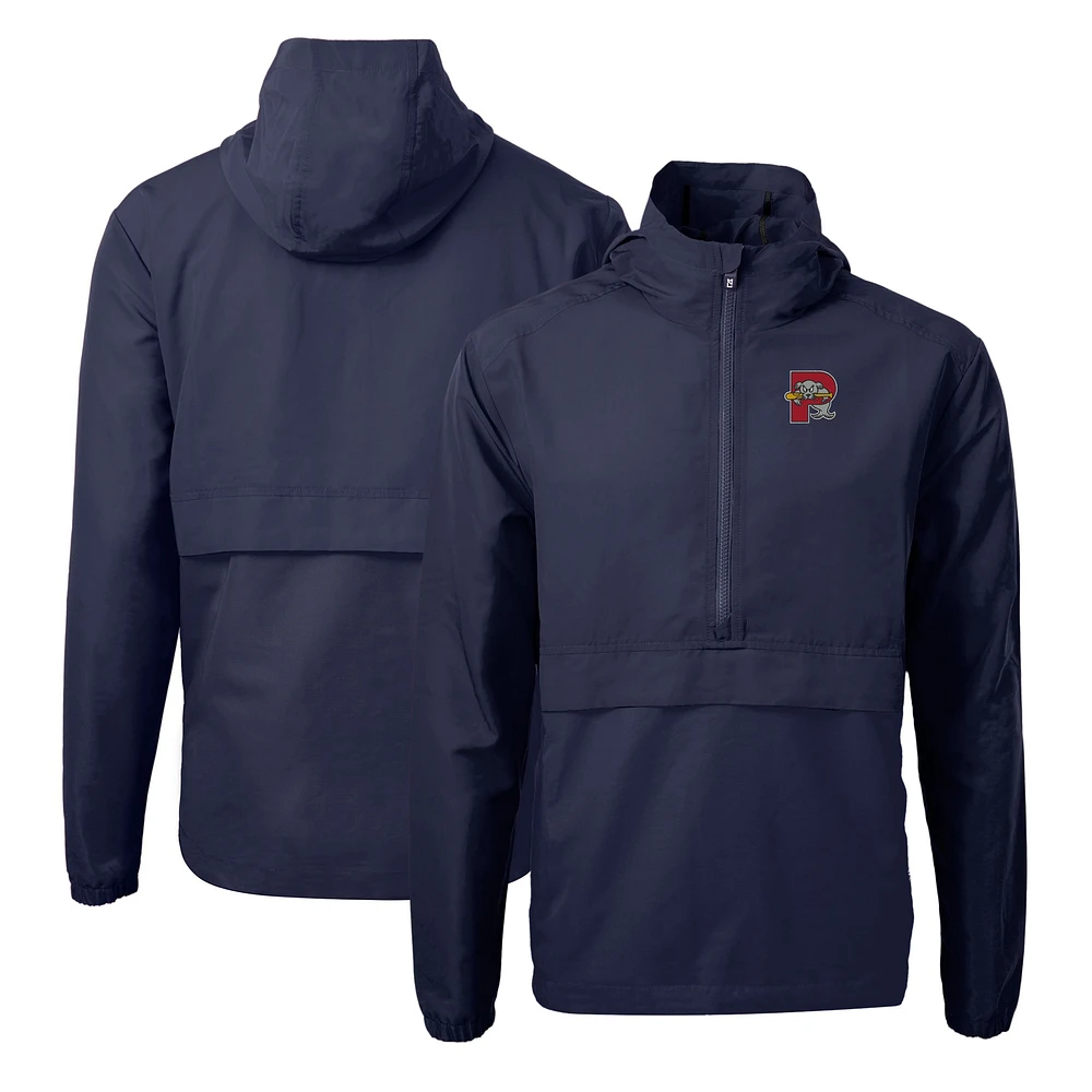 Men's Cutter & Buck Navy Portland Sea Dogs Charter Eco Recycled Half-Zip Anorak Jacket