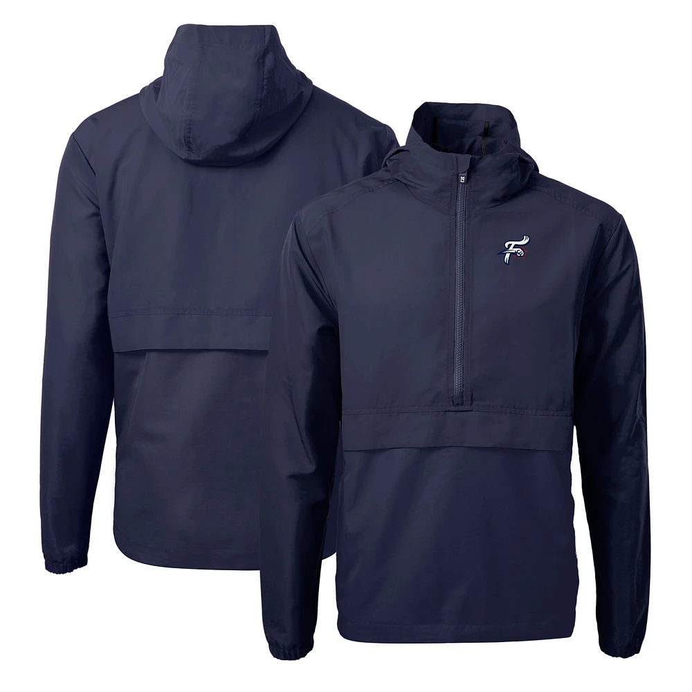 Men's Cutter & Buck Navy Reading Fightin Phils Charter Eco Recycled Half-Zip Anorak Jacket