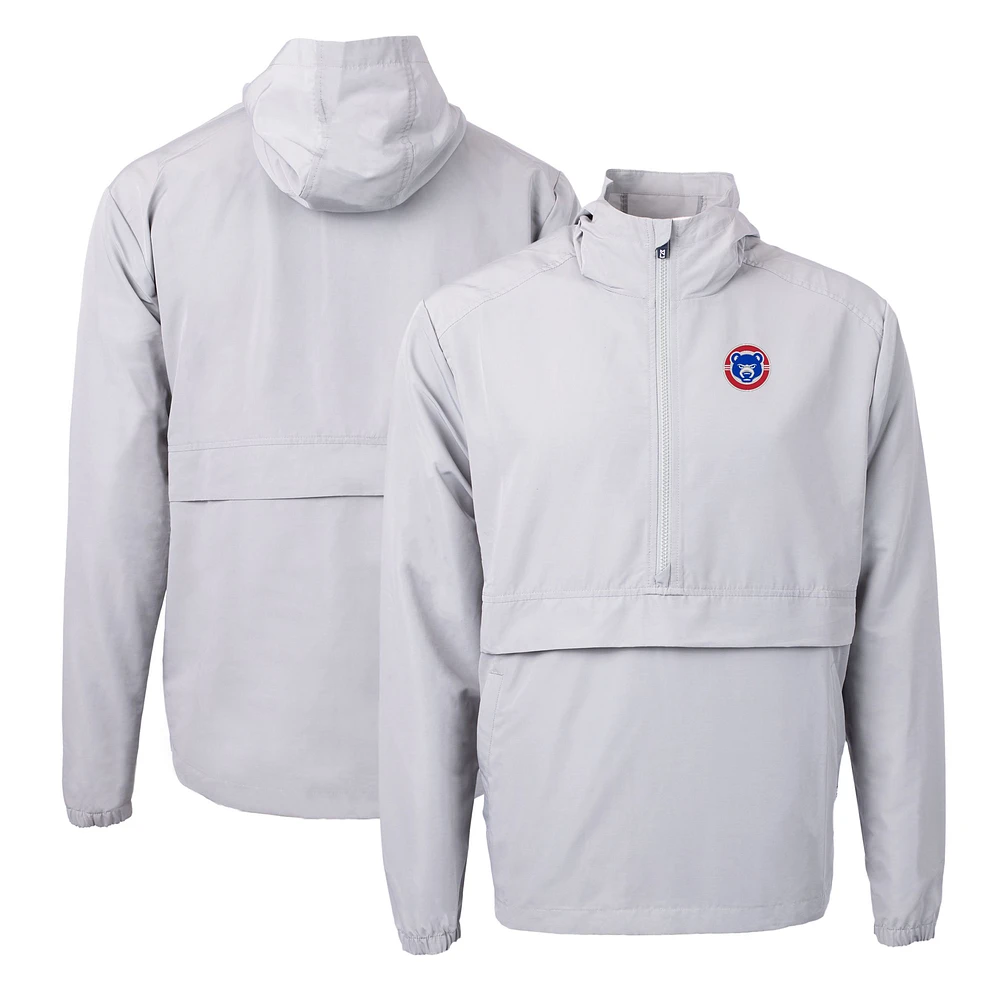 Men's Cutter & Buck Gray South Bend Cubs Charter Eco Recycled Half-Zip Anorak Jacket