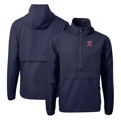 Men's Cutter & Buck Navy Tacoma Rainiers Charter Eco Recycled Half-Zip Anorak Jacket
