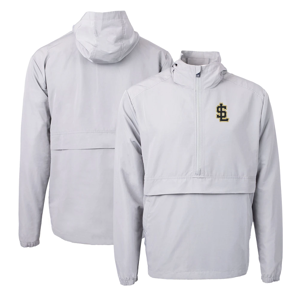 Men's Cutter & Buck Gray Salt Lake Bees Charter Eco Recycled Half-Zip Anorak Jacket