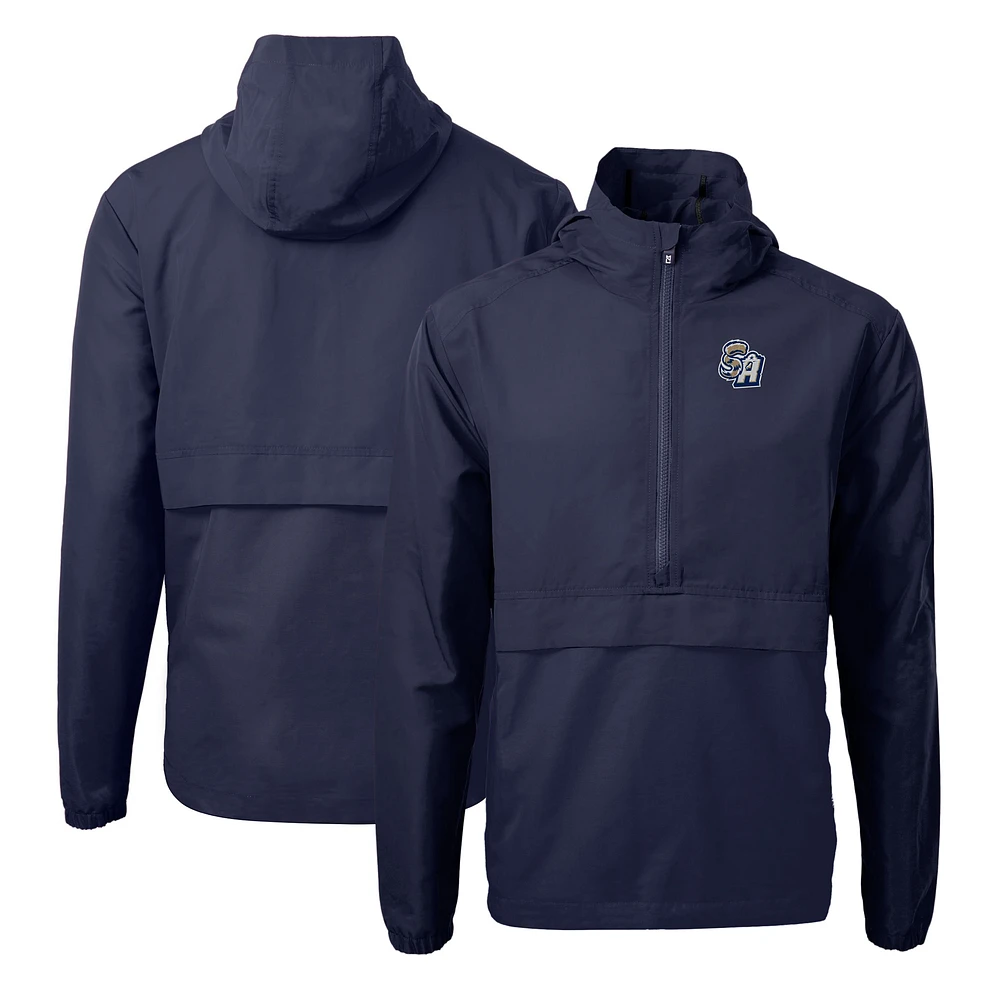 Men's Cutter & Buck Navy San Antonio Missions Charter Eco Recycled Half-Zip Anorak Jacket