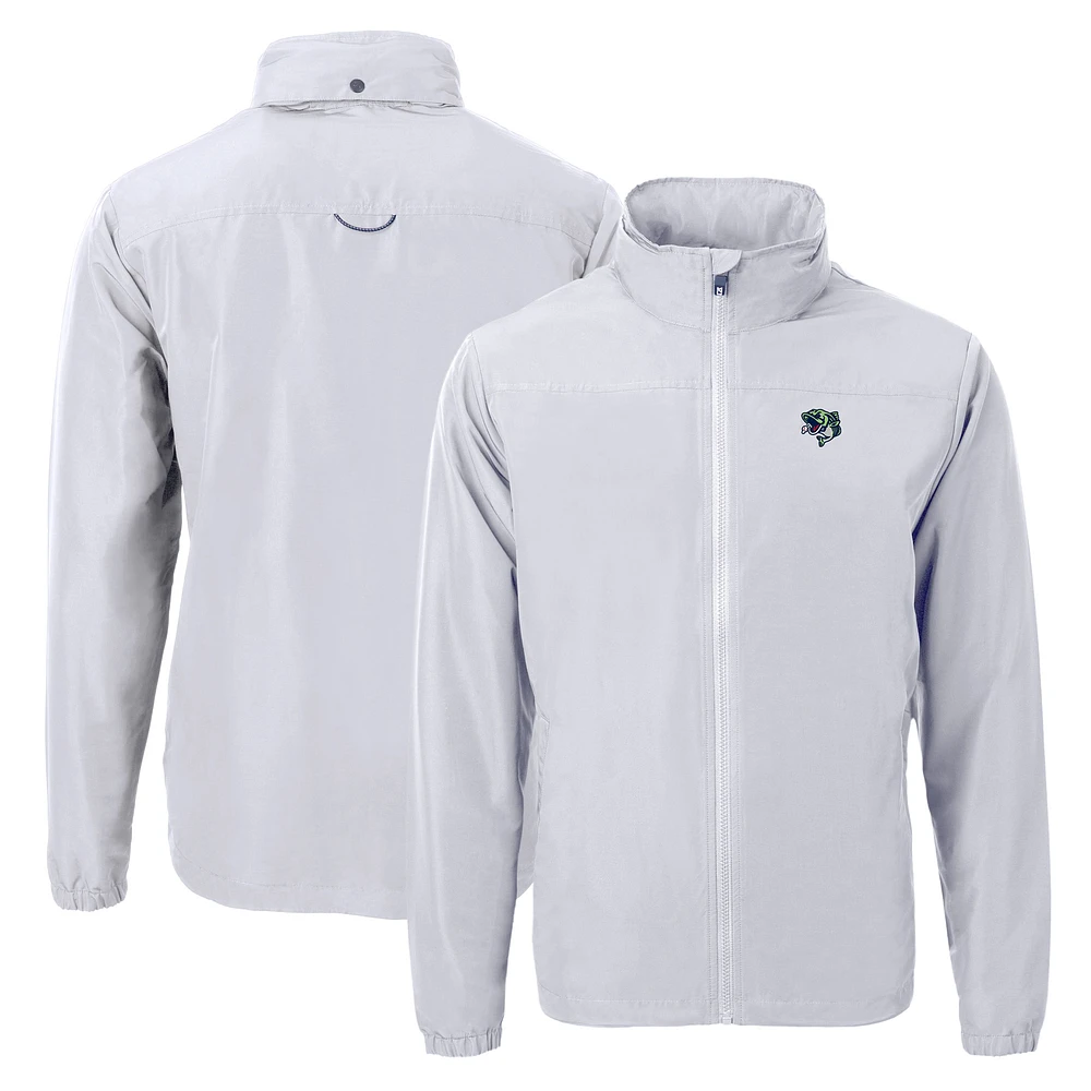 Men's Cutter & Buck Gray Gwinnett Stripers Charter Eco Recycled Full-Zip Jacket