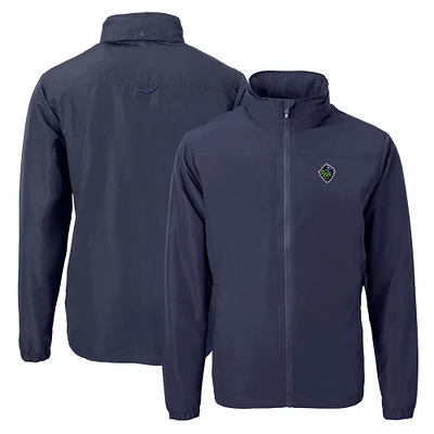 Men's Cutter & Buck Navy Hillsboro Hops Charter Eco Recycled Full-Zip Jacket