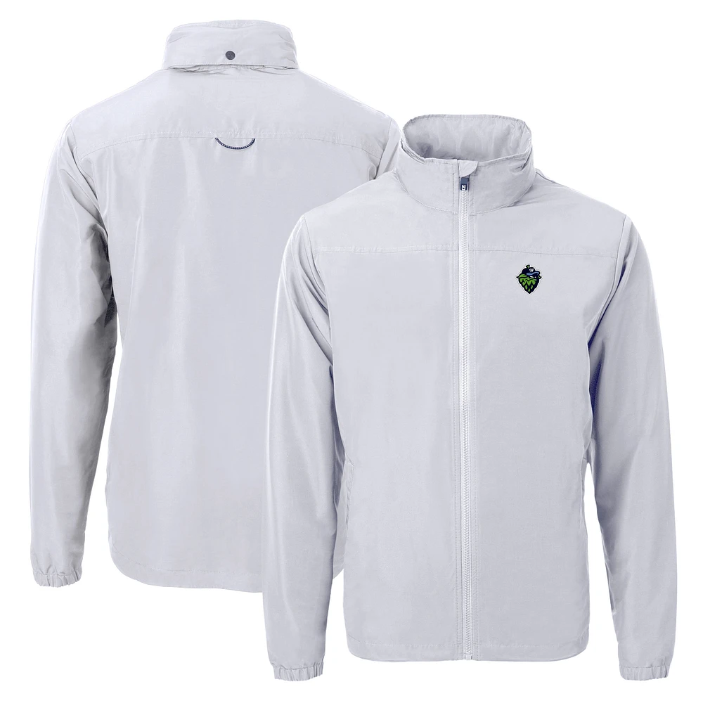 Men's Cutter & Buck Gray Hillsboro Hops Charter Eco Recycled Full-Zip Jacket