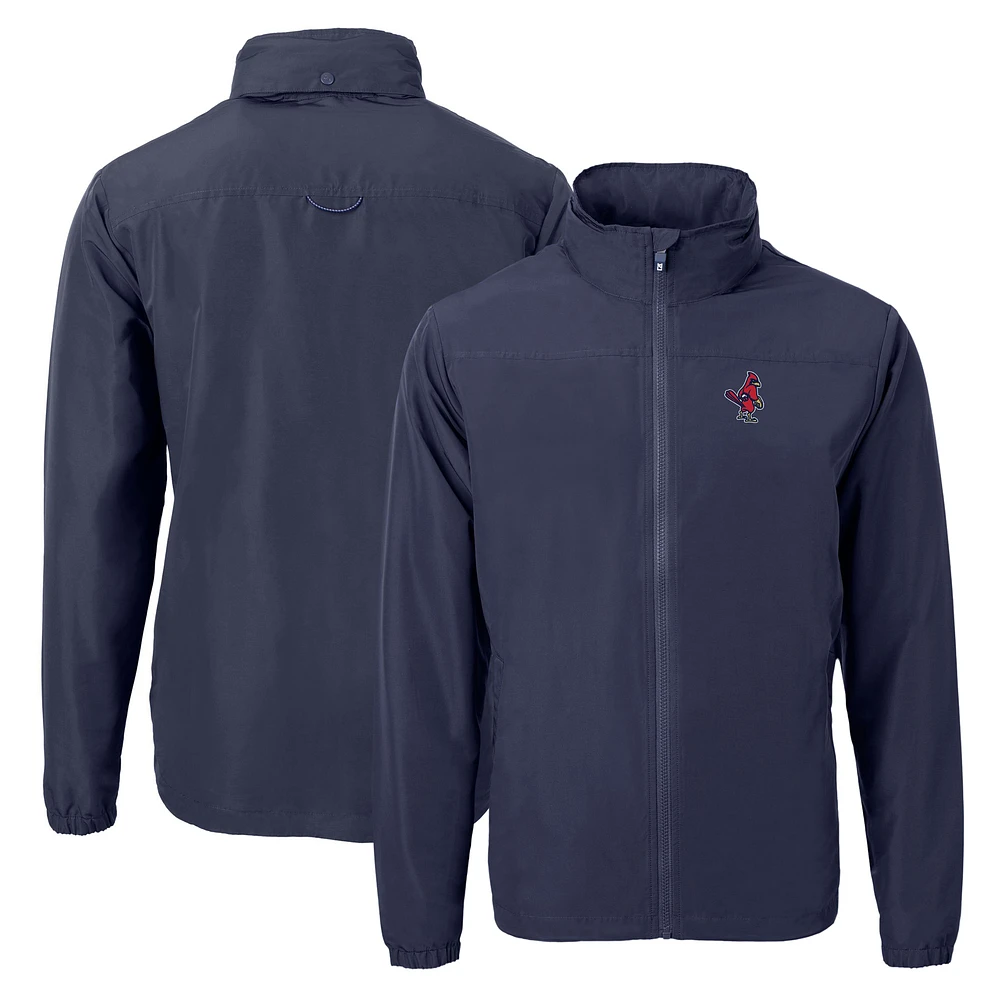 Men's Cutter & Buck Navy Memphis Redbirds Charter Eco Recycled Full-Zip Jacket