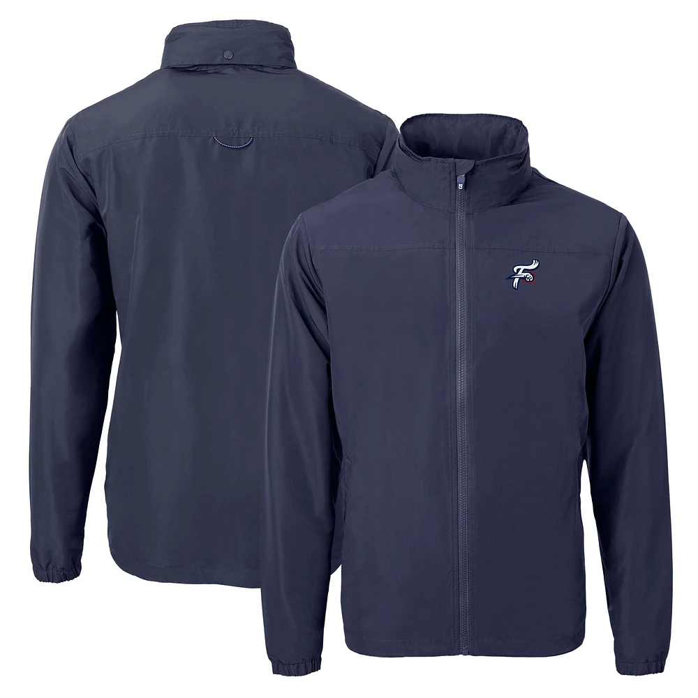 Men's Cutter & Buck Navy Reading Fightin Phils Charter Eco Recycled Full-Zip Jacket