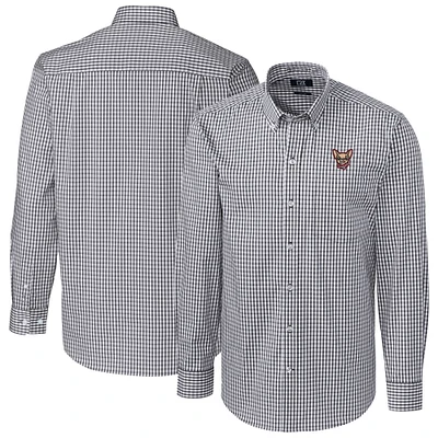 Men's Cutter & Buck Charcoal El Paso Chihuahuas Easy Care Stretch Gingham Long Sleeve Button-Down Shirt
