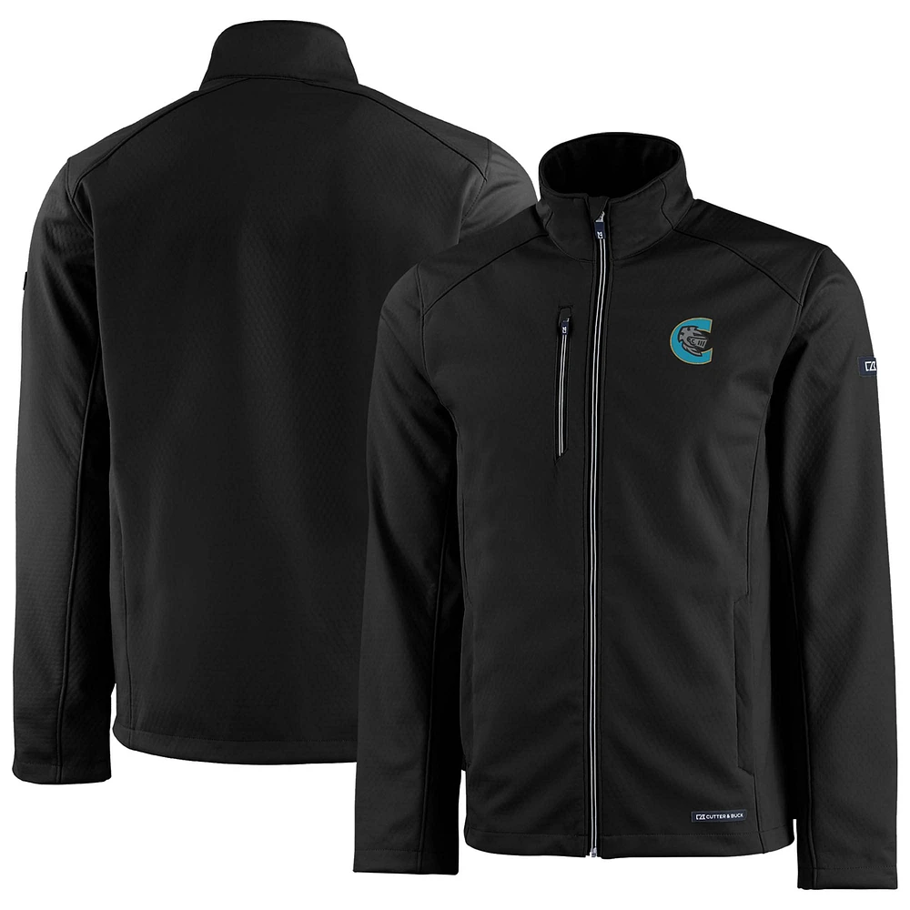 Men's Cutter & Buck Charlotte Knights Evoke Eco Softshell Recycled Full-Zip Jacket