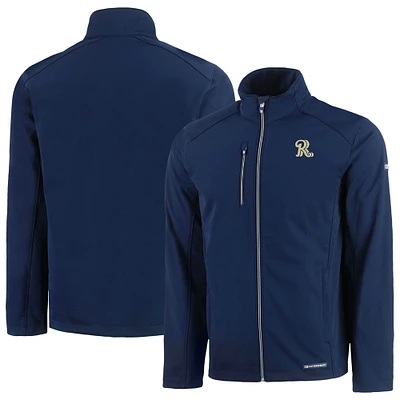 Men's Cutter & Buck Navy Frisco RoughRiders Evoke Eco Softshell Recycled Full-Zip Jacket
