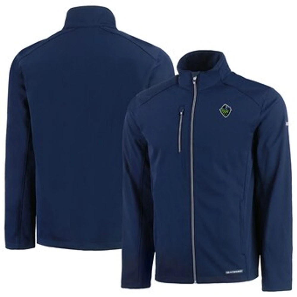 Men's Cutter & Buck Navy Hillsboro Hops Evoke Eco Softshell Recycled Full-Zip Jacket