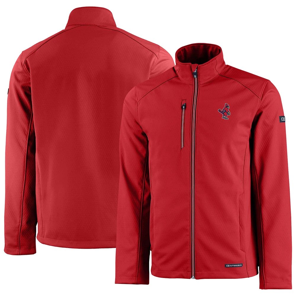 Men's Cutter & Buck Memphis Redbirds Evoke Eco Softshell Recycled Full-Zip Jacket