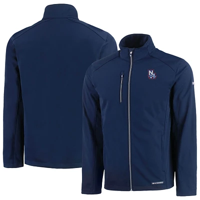 Men's Cutter & Buck Navy New Hampshire Fisher Cats Evoke Eco Softshell Recycled Full-Zip Jacket