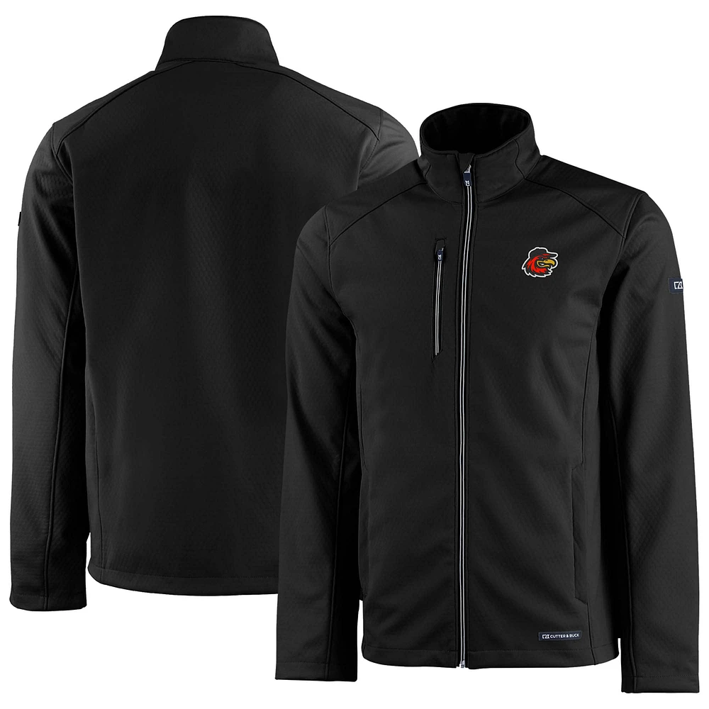 Men's Cutter & Buck Black Rochester Red Wings Evoke Eco Softshell Recycled Full-Zip Jacket