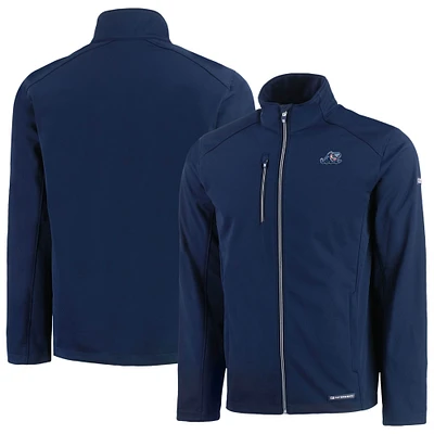 Men's Cutter & Buck Navy West Michigan Whitecaps Evoke Eco Softshell Recycled Full-Zip Jacket