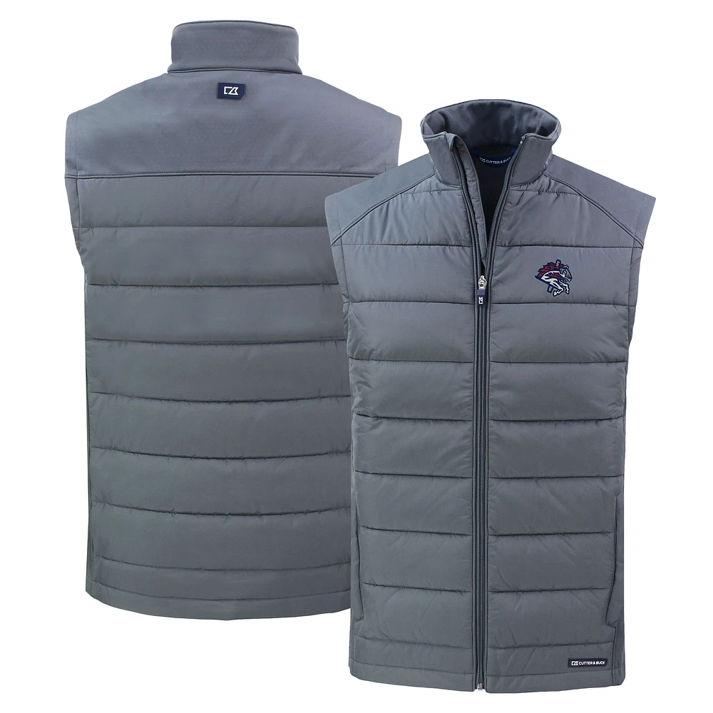 Men's Cutter & Buck Steel Binghamton Rumble Ponies Evoke Hybrid Eco Softshell Recycled Full-Zip Vest