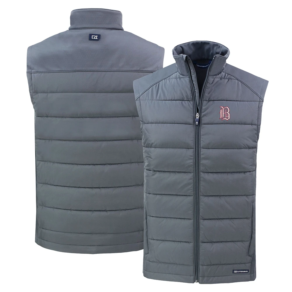 Men's Cutter & Buck Steel Birmingham Barons Evoke Hybrid Eco Softshell Recycled Full-Zip Vest