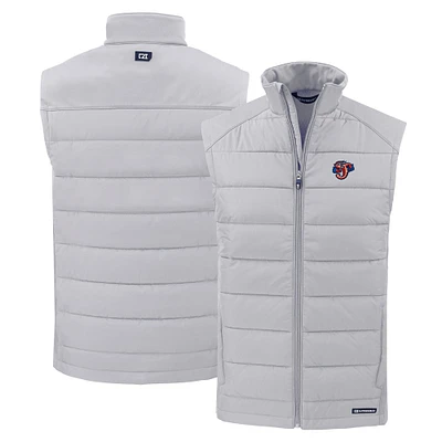 Men's Cutter & Buck Gray Jacksonville Jumbo Shrimp Evoke Hybrid Eco Softshell Recycled Full-Zip Vest