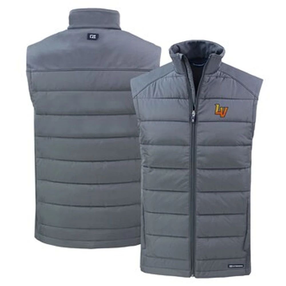 Men's Cutter & Buck Steel Las Vegas Aviators Evoke Hybrid Eco Softshell Recycled Full-Zip Vest