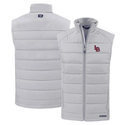 Men's Cutter & Buck Gray Louisville Bats Evoke Hybrid Eco Softshell Recycled Full-Zip Vest