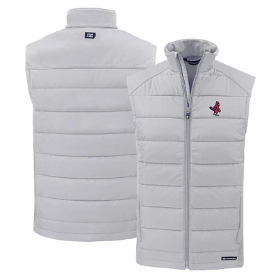 Men's Cutter & Buck Gray Memphis Redbirds Evoke Hybrid Eco Softshell Recycled Full-Zip Vest