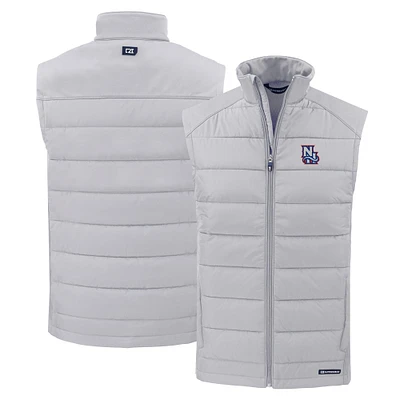 Men's Cutter & Buck Gray New Hampshire Fisher Cats Evoke Hybrid Eco Softshell Recycled Full-Zip Vest