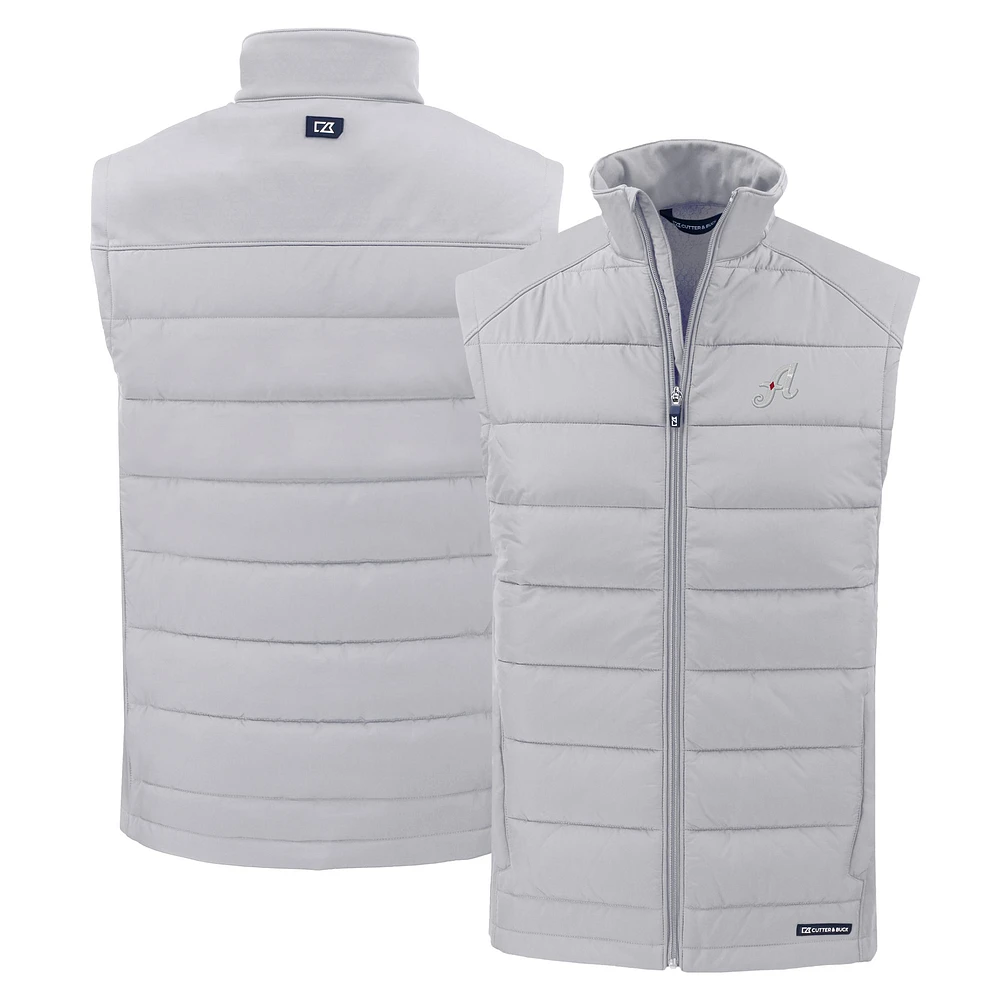 Men's Cutter & Buck Gray Reno Aces Evoke Hybrid Eco Softshell Recycled Full-Zip Vest