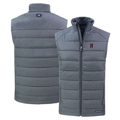 Men's Cutter & Buck Steel Round Rock Express Evoke Hybrid Eco Softshell Recycled Full-Zip Vest